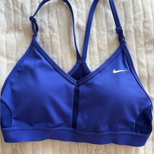 Nike Royal Blue V-Neck Racerback Sports Bra with Swoosh